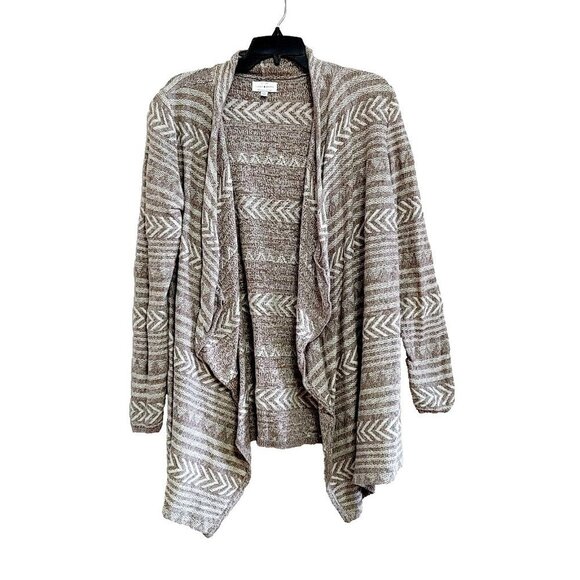 Lucky Brand Cardigan Sweater  Womens Medium Aztec Front Beige/Brown - Picture 1 of 3